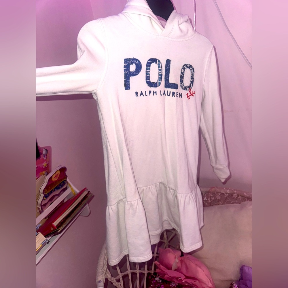Ralph Lauren white sweater dress with hoodie